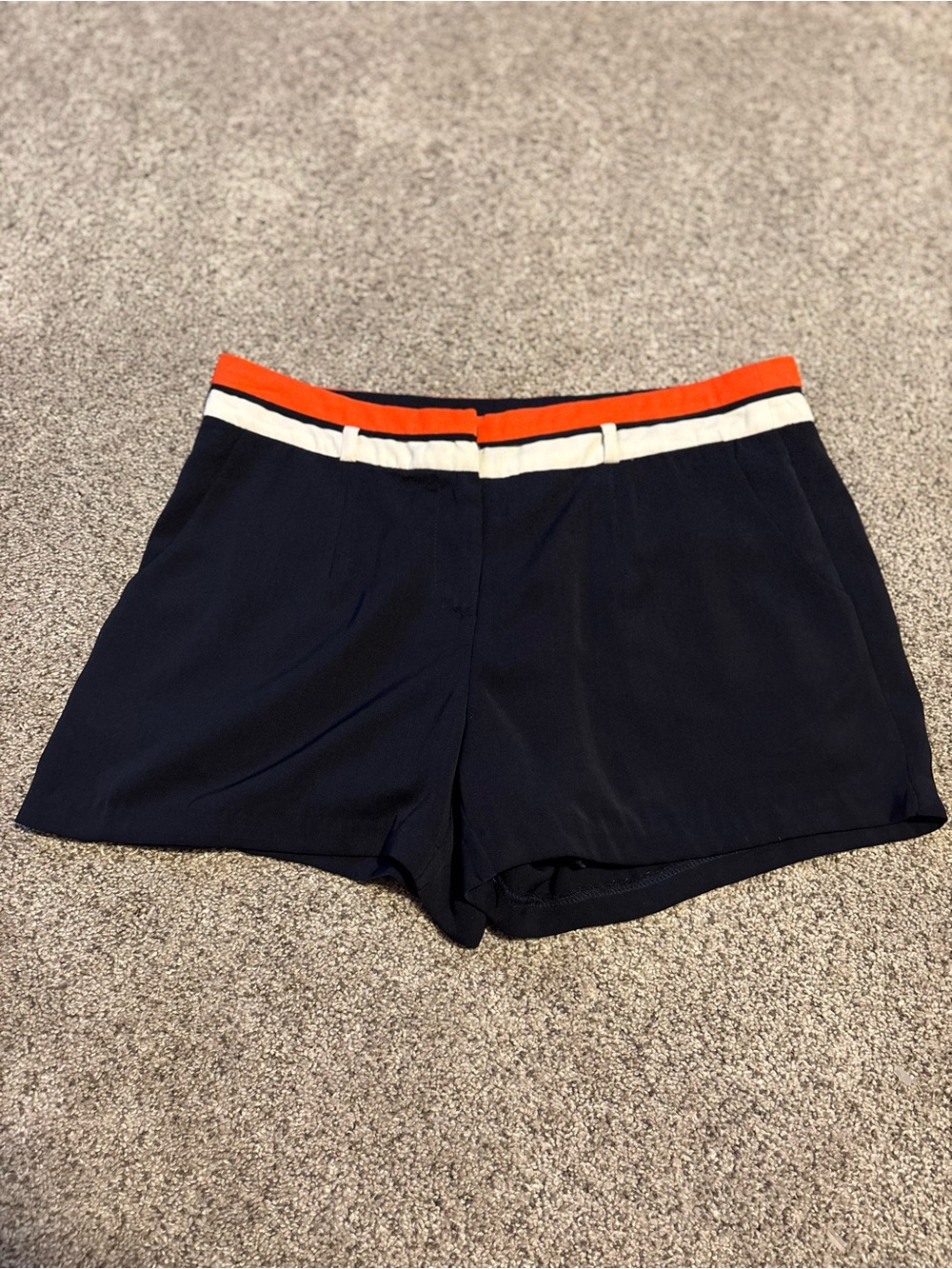 C. Luce Navy Shorts with Orange and Cream Waistband